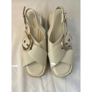 Marc Fisher LTD Women's Renda Sandal Heels Ivory Leather Size 6.5 NWT